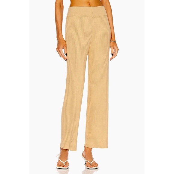 NWT!! CULT GAIA Jada Ribbed Knit Pants Sand Solid Elastic Waist Pull-On Small - Picture 7 of 16